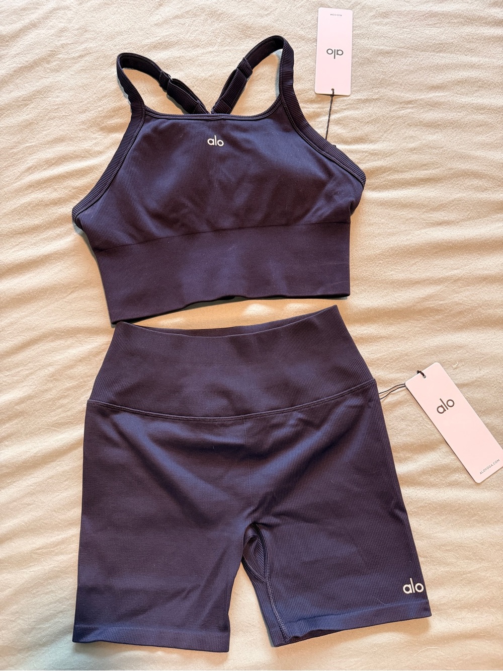 Alo Seamless Ribbed Favorite Set - Navy